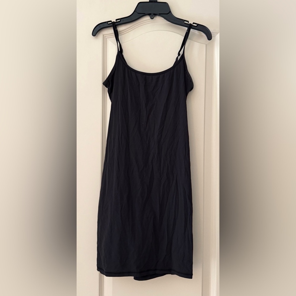 SKIMS Black Spaghetti-Strap Midi Slip Dress